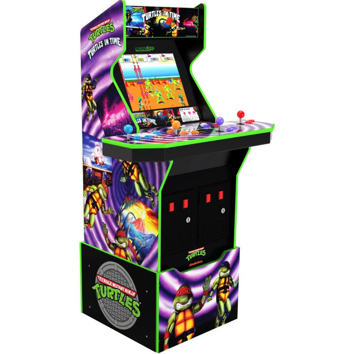 Arcade1Up Turtles In Time Arcade with Stool, Riser, Lit Deck & Lit Marquee