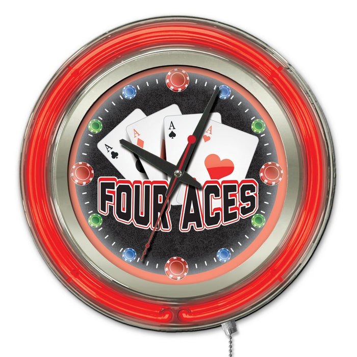 4 Aces Double Neon Wall Clock