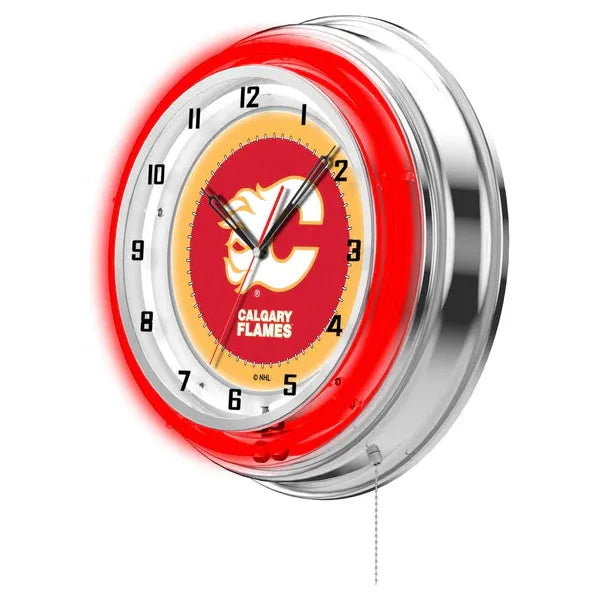 Calgary Flames Neon Wall Clock
