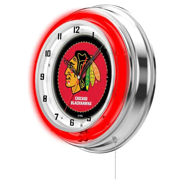 Chicago Blackhawks Neon Wall Clock