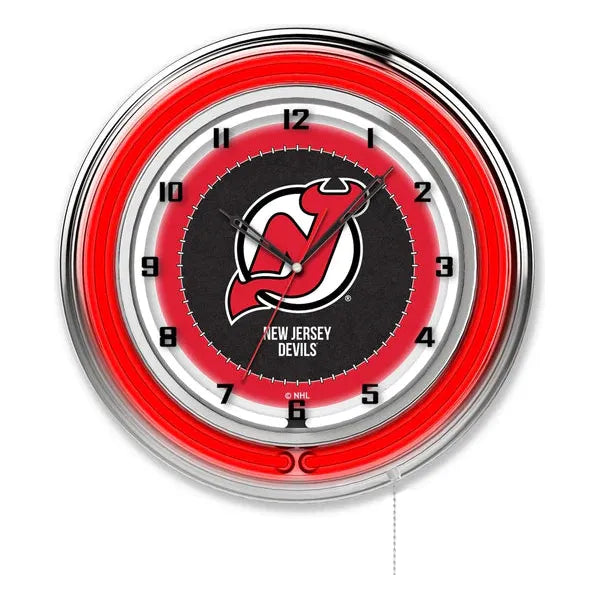 New Jersey Devils Neon Wall Clock