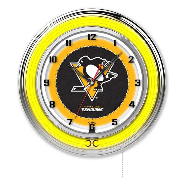 Pittsburgh Penguins Neon Wall Clock